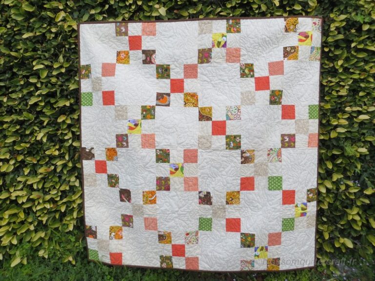 Dessus De Lit Bébé Patchwork Chaîne Irlandaise 47x47" - Piqûre Main/machine - Déco Murale Possible