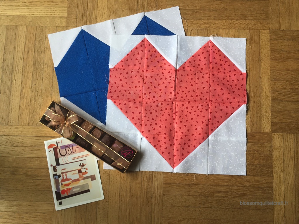 Bloc patch coeur pour quilting bee