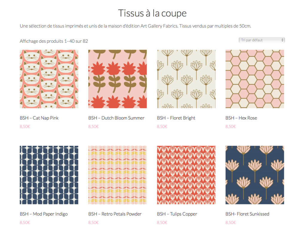 Tissus à la coupe sur le site Blossom Quilt & Craft