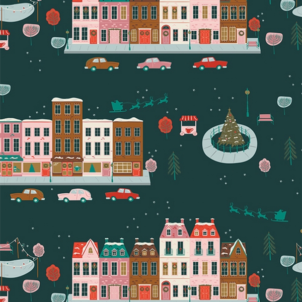 Art Gallery Fabrics - Christmas in the City Joyful Boulevard Night